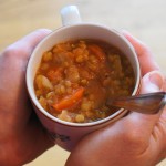 red lentil vegetable soup on a cold day